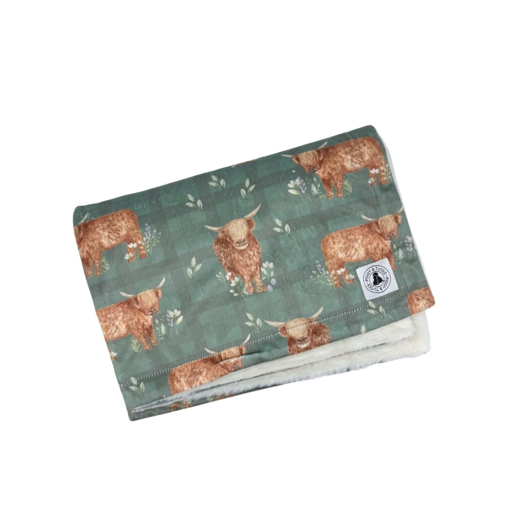 Fur Blanket – Sage Gingham Moo